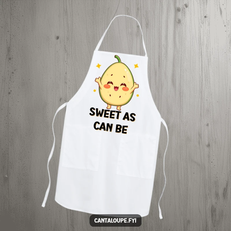 Funny Cantaloupe Apron: A cheerful cantaloupe character with a sunny disposition, ready to help in the kitchen.
