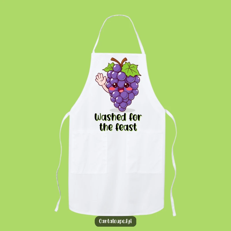 Funny Grape Apron: Waving Character, Perfect Kitchen Gift