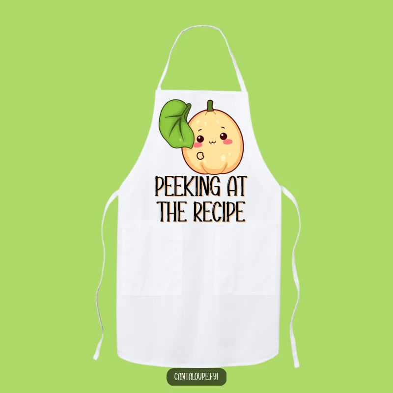 Funny Shy Cantaloupe Apron, Peeking Chef Character, Practical Funny Gift