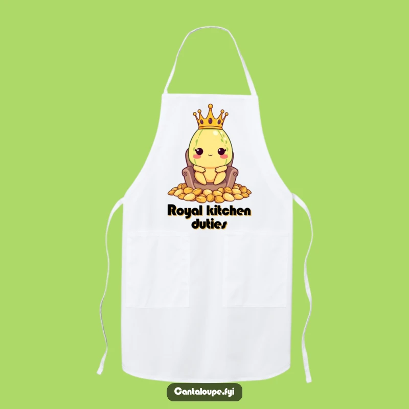 Funny Royal Melon Apron: Cantaloupe King Cooks, Hilarious Kitchen Gift!