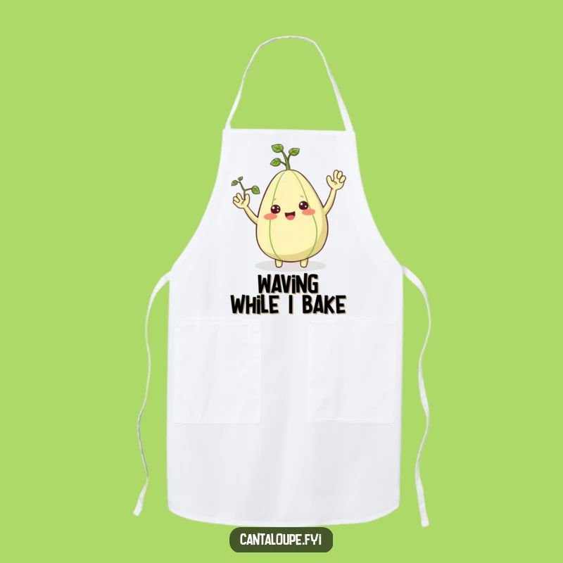Funny Cantaloupe Apron, Cheerful Waving Chef Fruit Character, Practical Funny Gift