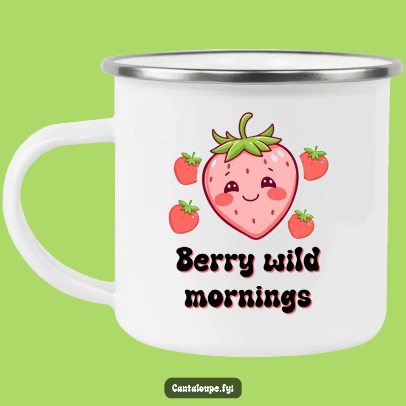 Funny Strawberry Camping Mug: Silly Face Outdoor Cup, Hilarious Adventure Gift
