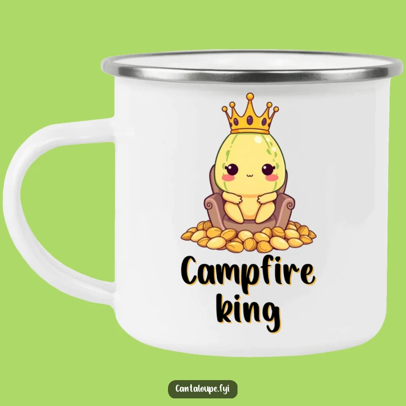 Funny Melon King Camping Mug: Cantaloupe's Seed Throne, Rugged Regal Gift!