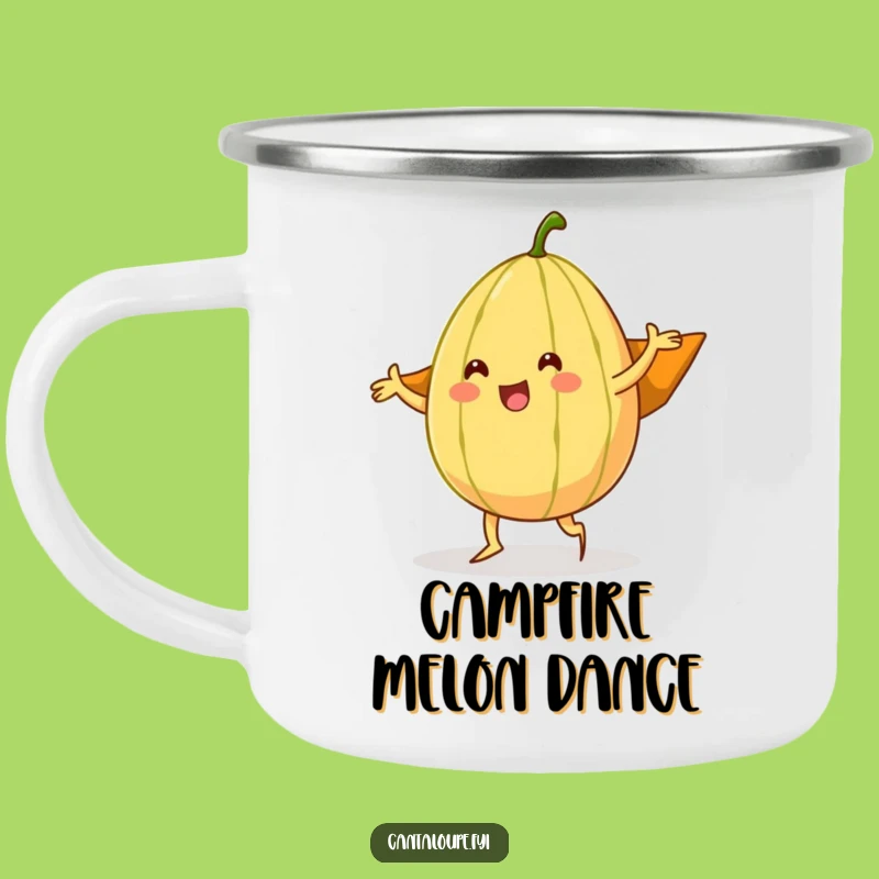 Funny Cantaloupe Dancer Campfire Mug - Silly Rind Cape Fruit Adventure