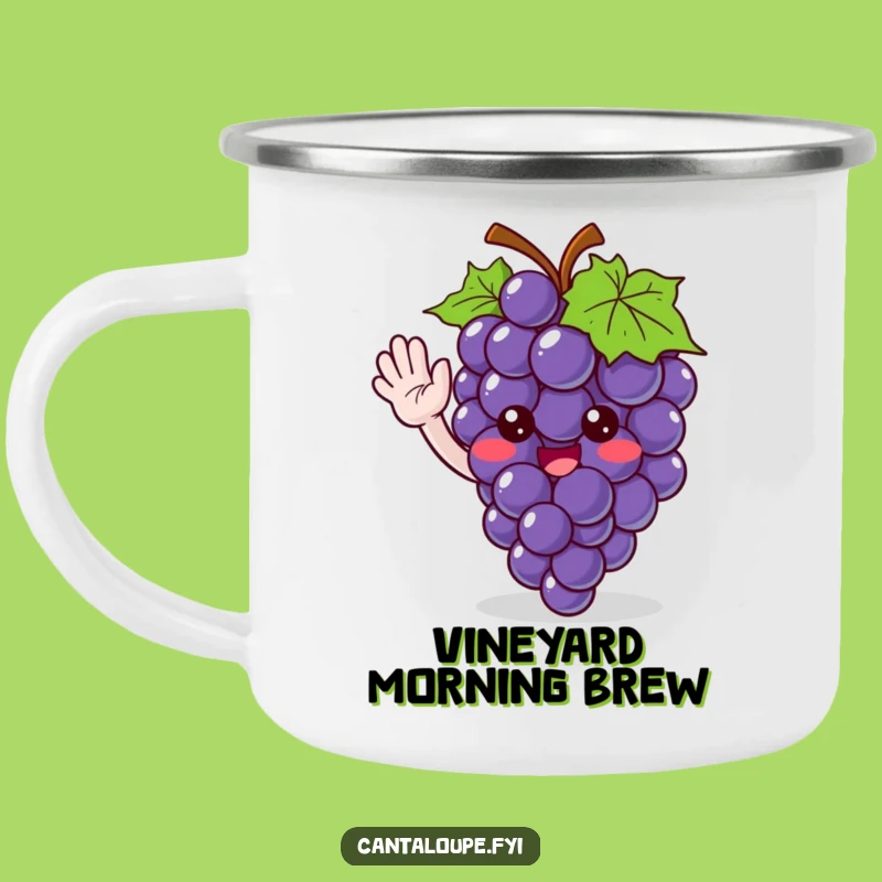 Funny Camping Mug: Grape Bunch Character, Outdoor Quirky Gift