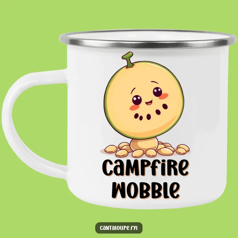Funny Cantaloupe Slice Camping Mug - Outdoor Fruit Balancing Fun