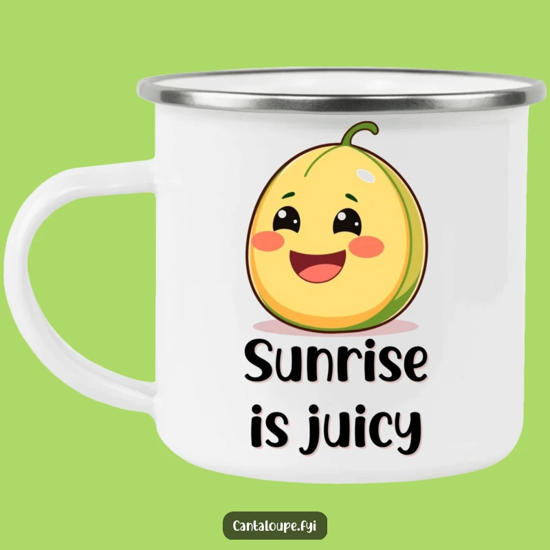 Funny Cantaloupe Smile Enamel Camping Mug: Juicy Humor for Outdoor Adventures - Great Gift
