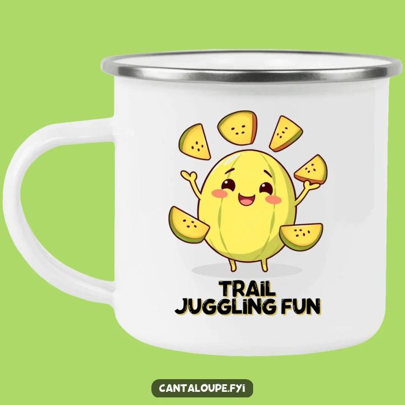 Funny Juggling Melon Camping Mug: Cantaloupe's Act, Outdoor Performance Gift!