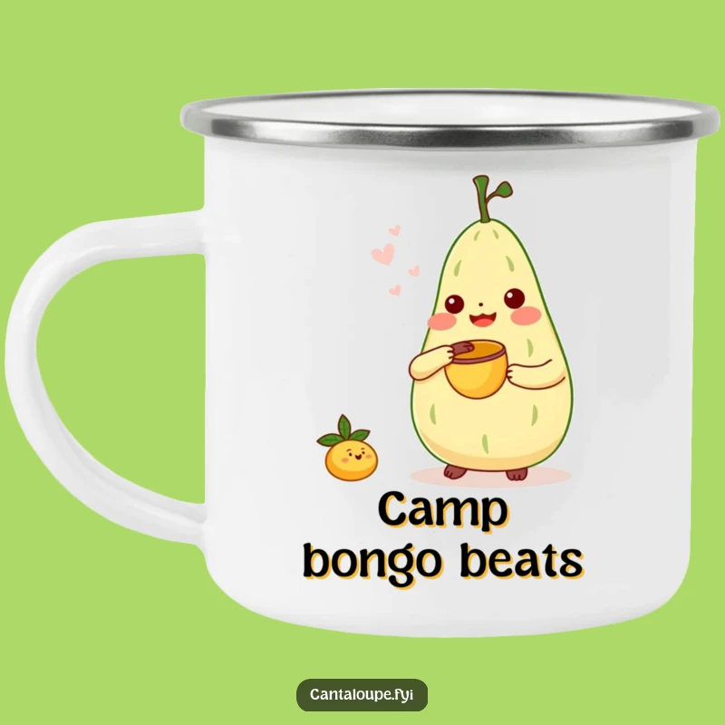 Funny Melon Bongo Camping Mug - Cantaloupe Character Outdoor Music Gift