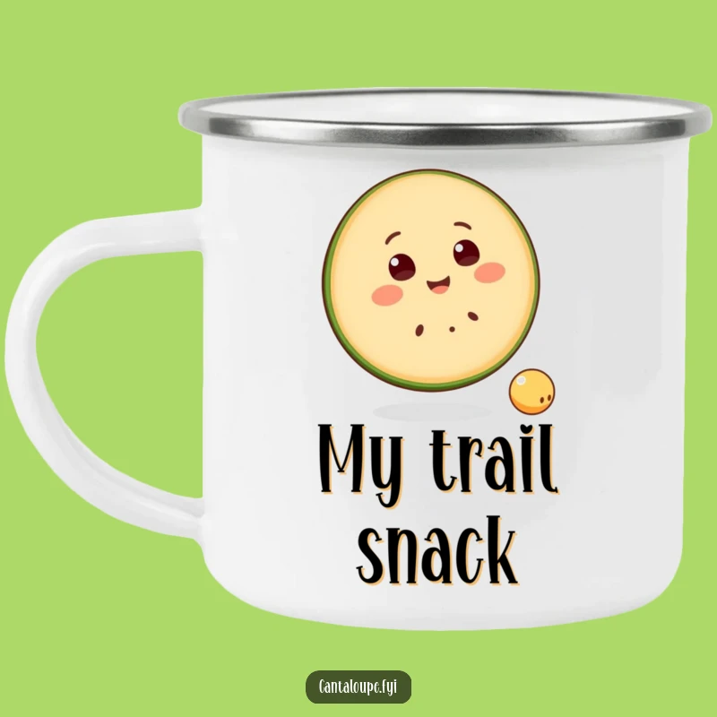 Funny Melon Camper Mug - Happy Cantaloupe Slice, Fruity Fun for Outdoor Adventures