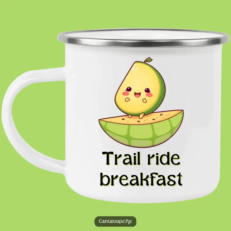 Funny Ride Camping Mug: Cantaloupe Adventure, Outdoor Joyful Gift