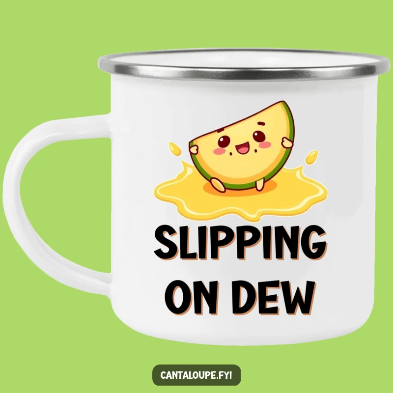Funny Slip Camping Mug: Cantaloupe Mishap, Outdoor Comedy Gift