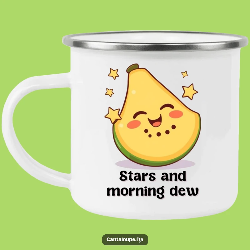 Funny Cantaloupe Camping Mug: Star-Juggling Slice for Outdoor Laughs, Ideal Funny Gift!