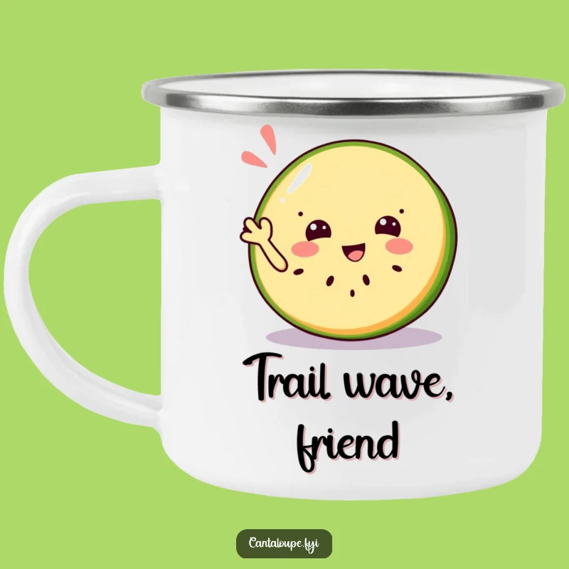 Funny Jolly Cantaloupe Camping Mug - Cheerful Fruit Outdoor Companion