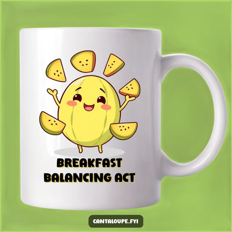 Funny Juggling Melon Mug: Cantaloupe's Self-Sacrifice, Hilarious Gift for Performers!