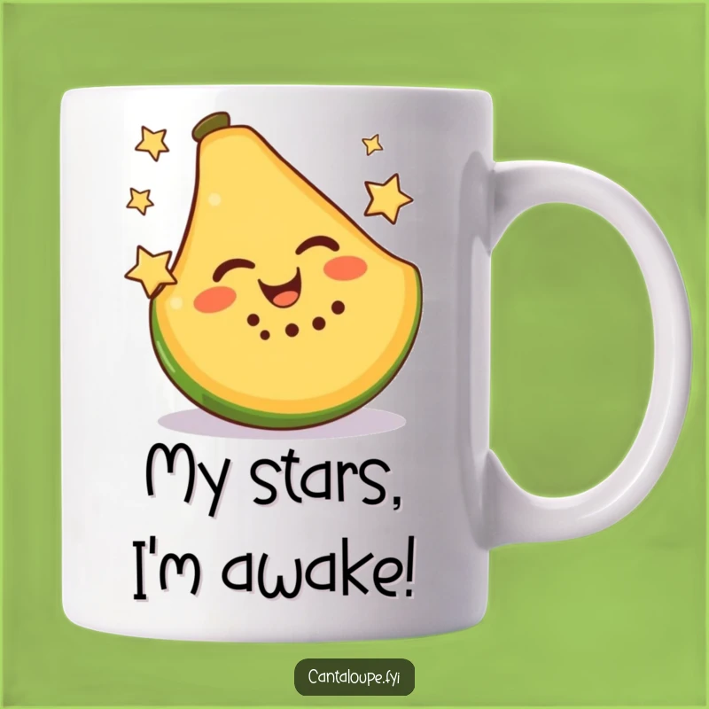 Funny Cantaloupe Slice Mug: A Joyful, Star-Juggling Slice, Perfect Funny Gift!