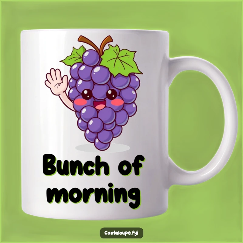 Funny Grape Bunch Mug: Cute Waving Character, Perfect Quirky Gift