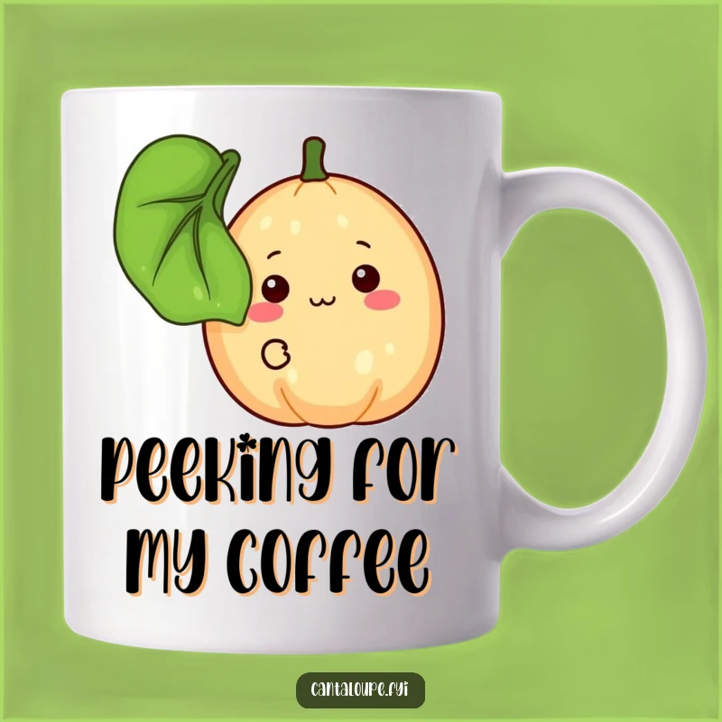 Funny Shy Cantaloupe Mug, Peeking Fruit Character, Sweet and Funny Gift