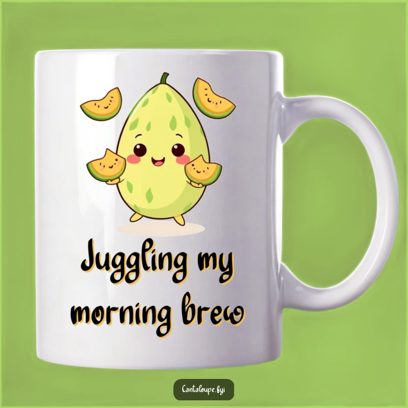 Funny Juggling Cantaloupe Mug, Melon Wedge Artist, Hilarious Funny Gift