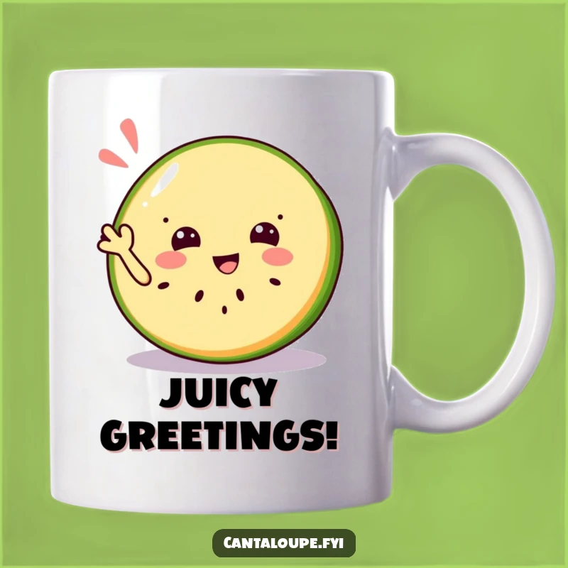 Funny Jolly Cantaloupe Slice Mug - Happy Fruit Character Gift