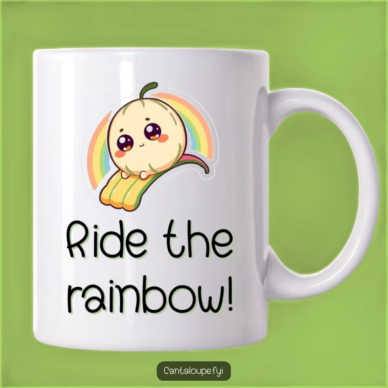 Funny Cantaloupe Mug: Rainbow Slider, A Bright-Eyed Character, Perfect Funny Gift!