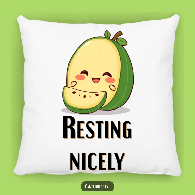 Funny Gleeful Cantaloupe Slice Pillow: Cozy Melon Character, Joyful Cushion, Gift
