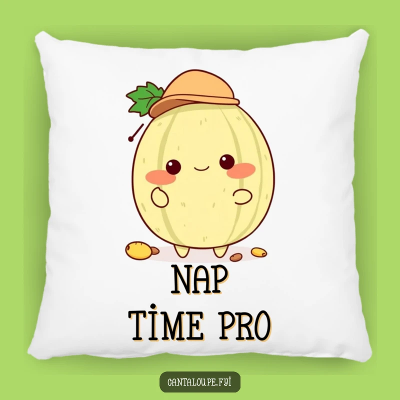 Funny Melon Hat Juggler Pillow: Cozy Cantaloupe Character, Tiny Hat Cushion, Gift