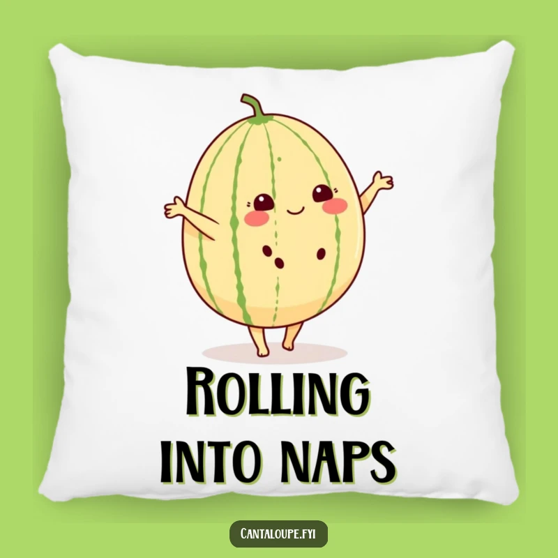 Funny Cantaloupe Cartwheel Pillow: Cozy Comfort, Humorous Accent, Gift!