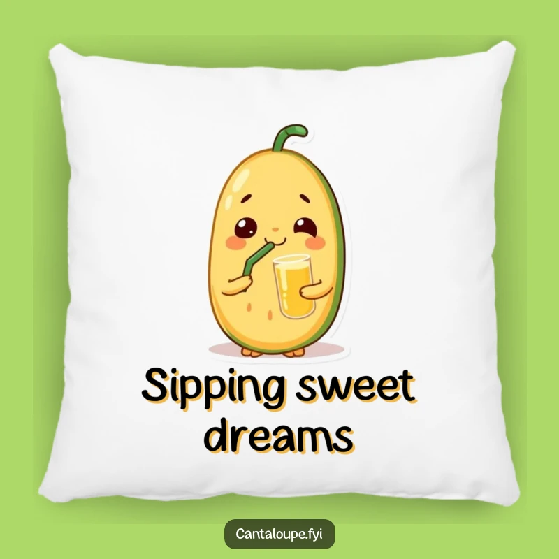 Funny Relaxed Cantaloupe Pillow: Juice Sipping Comfort, Chill Gift!