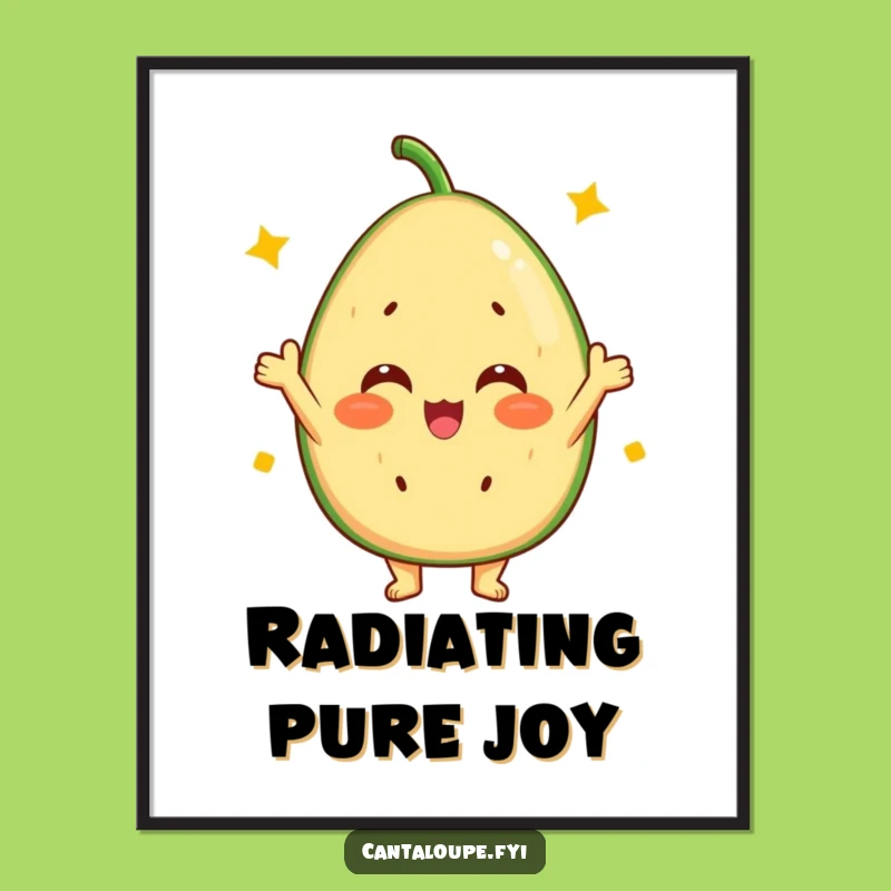 Funny Cantaloupe Cheer Digital Art: Vibrant Sunny Disposition Decor, Instant Funny Gift Download