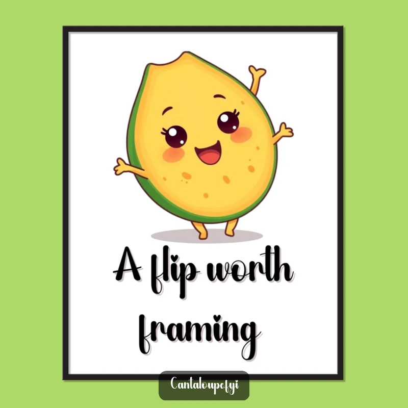 Funny Cantaloupe Somersault Digital Art: Bring Home This Hilarious Fruit Character