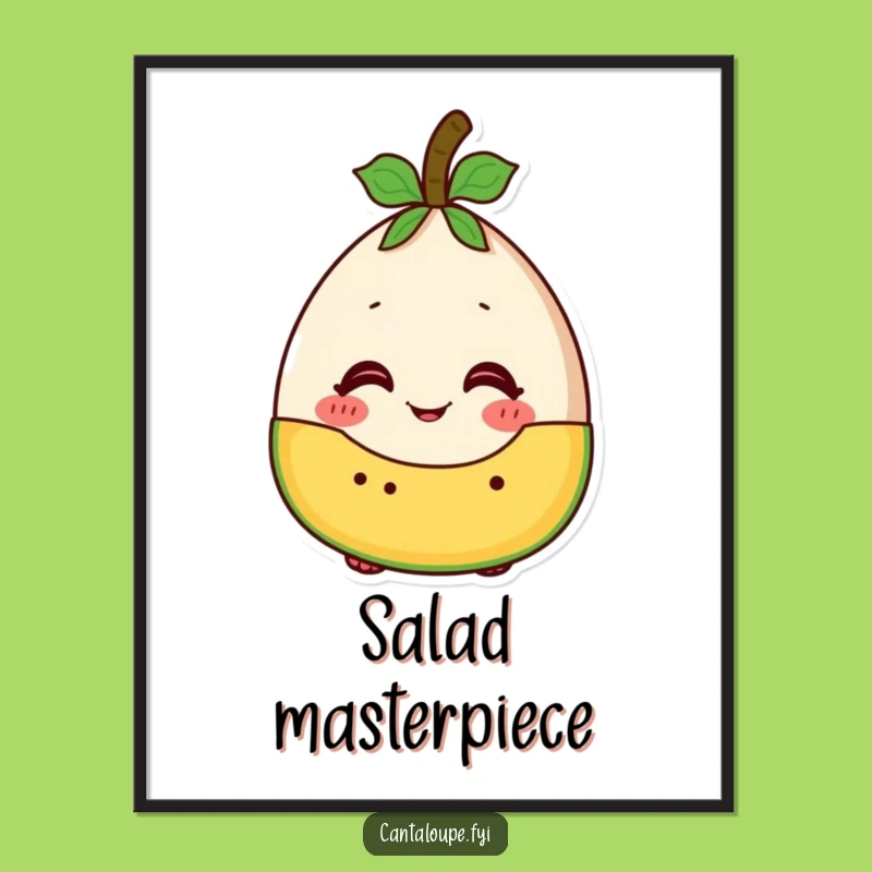 Funny Fruit Salad Cantaloupe Art Print - Excited Melon Digital Download