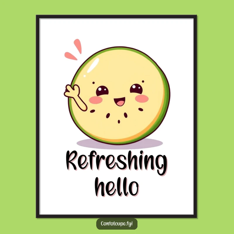 Funny Jolly Cantaloupe Digital Art - Cheerful Fruit Wave Print