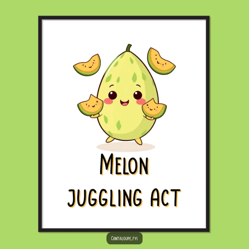 Funny Juggling Cantaloupe Digital Art, Melon Artist Print, Instant Funny Gift