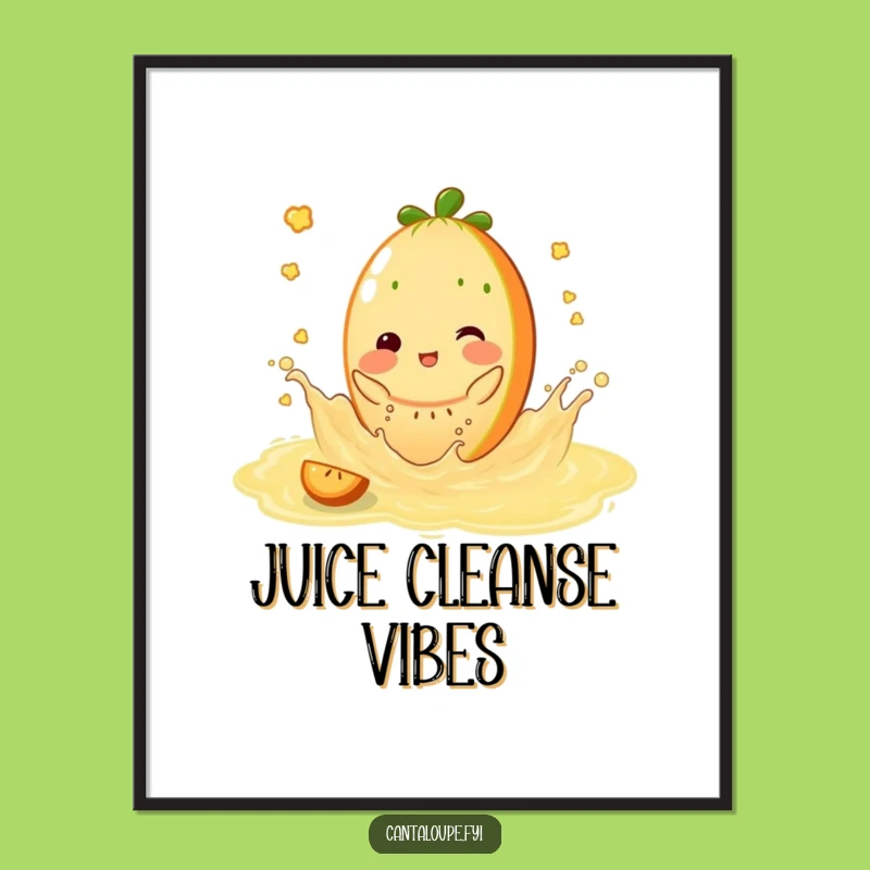 Funny Juicy Splash Digital Print - Cantaloupe Character Summer Art Gift