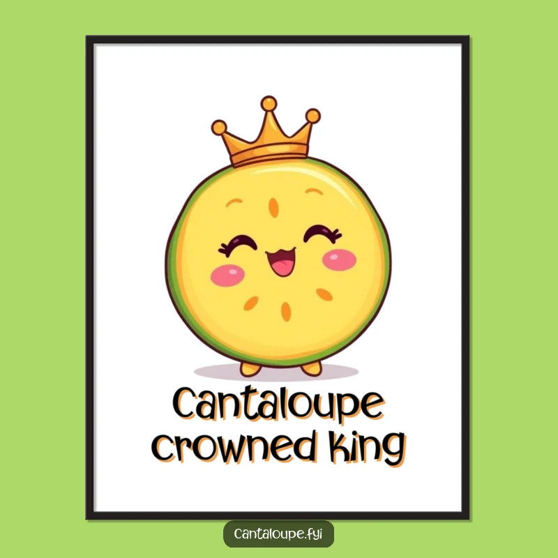 Funny Royal Melon Digital Art - Delighted Cantaloupe Crown, Regal Wall Decor Gift