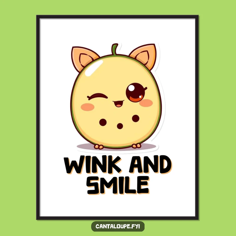 Funny Winking Cantaloupe Wedge Digital Art: Hilarious Fruit Print for Instant Joy Gift