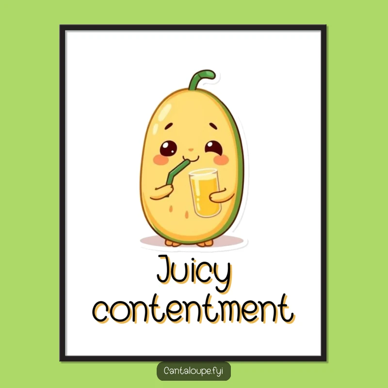 Funny Relaxed Melon Digital Print: Cantaloupe's Juice Bliss, Instant Chill Art!