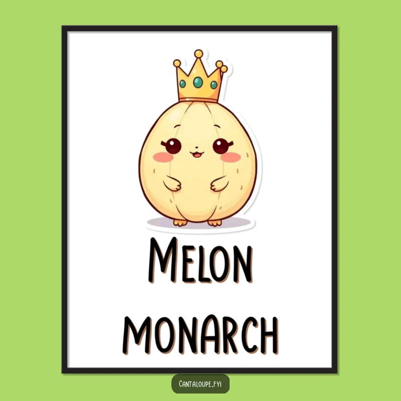 Funny Cantaloupe Crown Digital Art: Instant Regal Charm for Your Walls