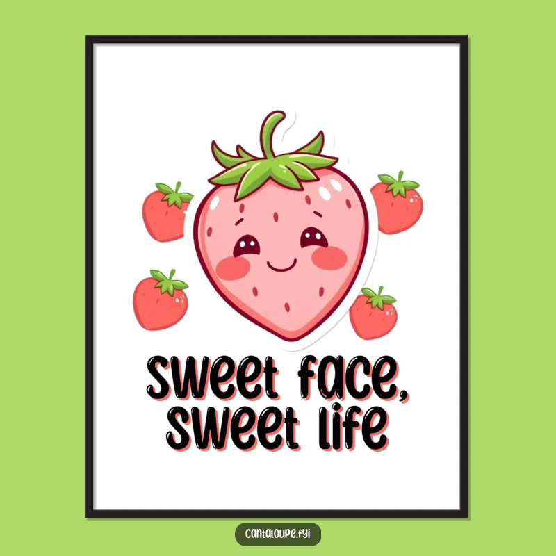 Funny Strawberry Digital Art: Silly Face Fruit Illustration, Instant Humorous Download
