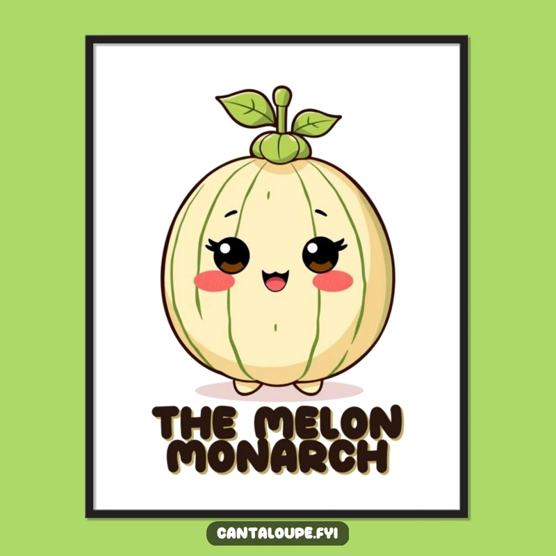 Funny Melon Hat Digital Print - Cantaloupe Character Stylish Art Gift