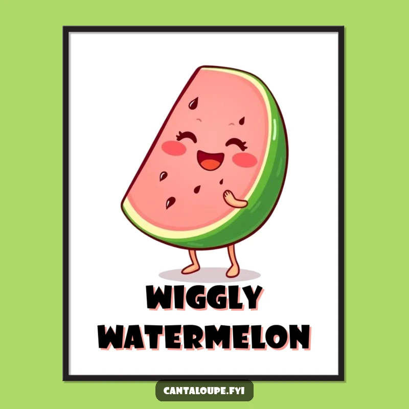 Funny Digital Art: Wiggling Watermelon Wedge, Instant Summer Decor