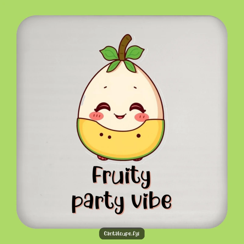 Funny Fruit Salad Cantaloupe Coaster - Excited Melon Drink Protector