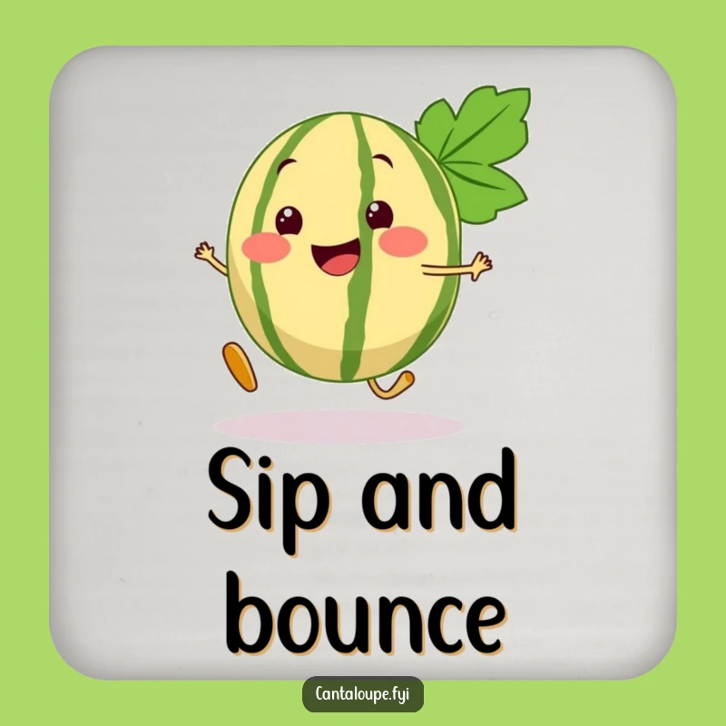 Funny Cantaloupe Coaster: Bouncy Fruit Character for Lively Table Protection