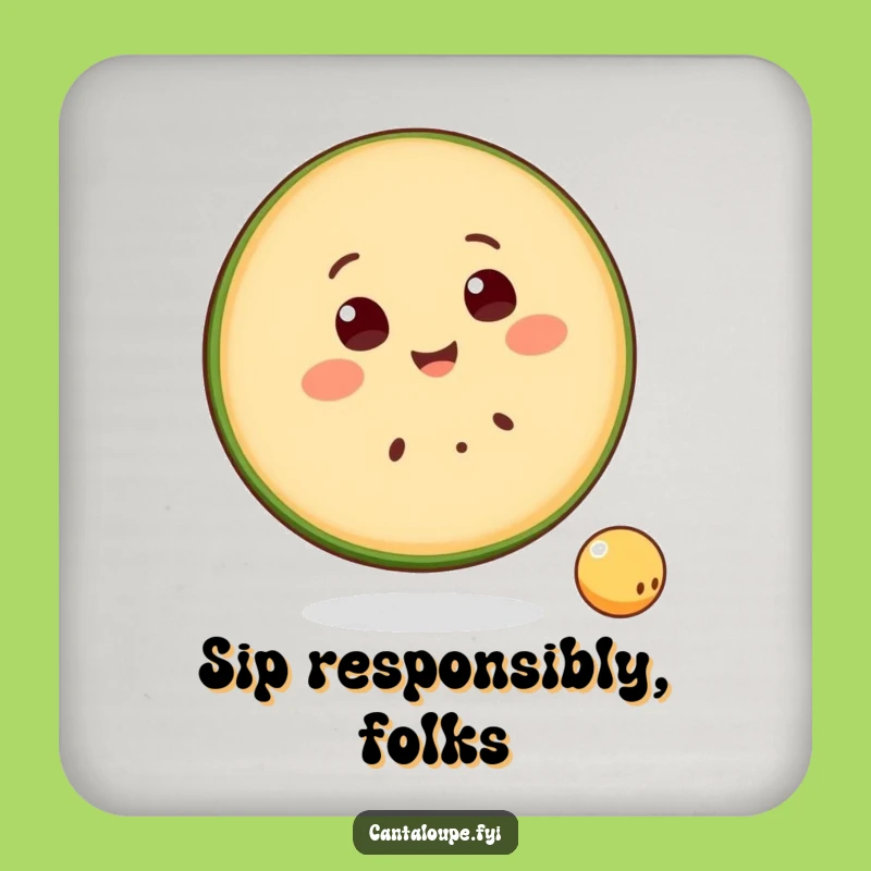 Funny Melon Coaster - Happy Cantaloupe Slice, Protect Surfaces with Fruity Flair