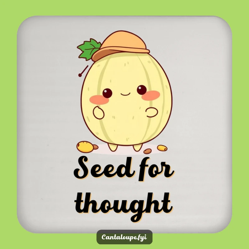 Funny Melon Hat Juggler Coaster: Cantaloupe Character, Tiny Hat, Protect Surfaces