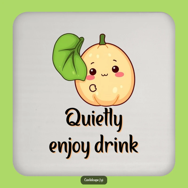 Funny Shy Cantaloupe Coaster, Peeking Fruit Character, Unique Funny Gift