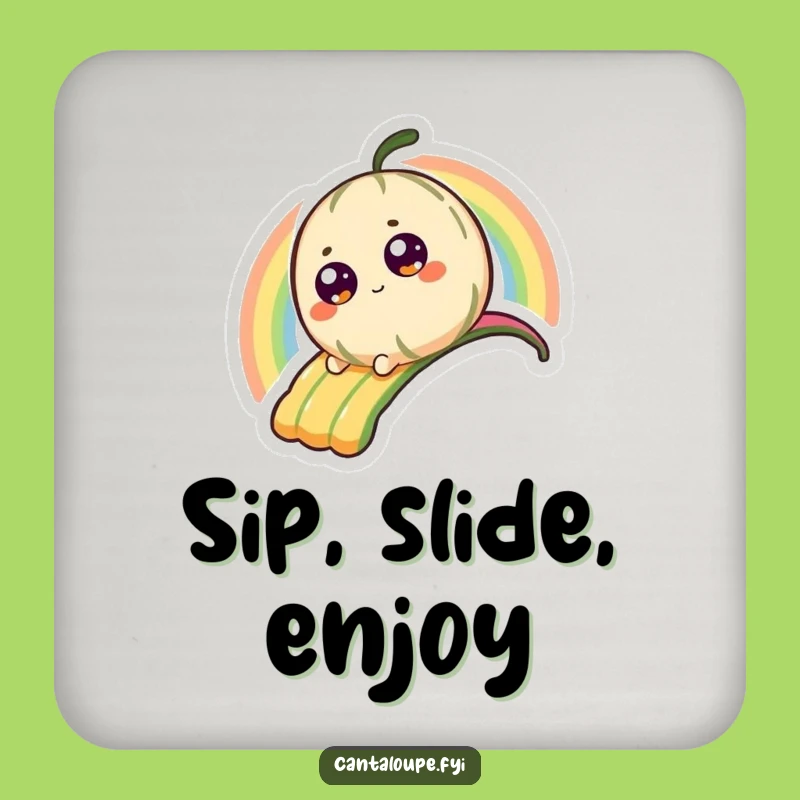 Funny Cantaloupe Coasters: Rainbow Character Protection, The Ultimate Funny Gift!