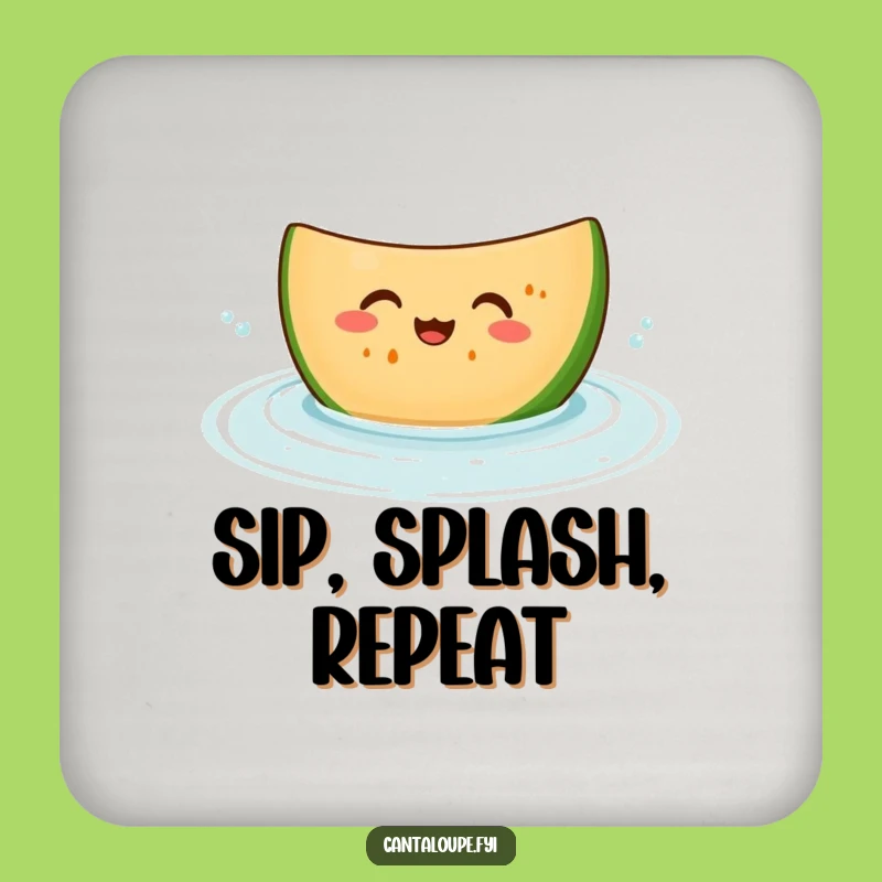 Funny Giggling Melon Drink Coaster - Bobbing Cantaloupe, Protect Surfaces Gift