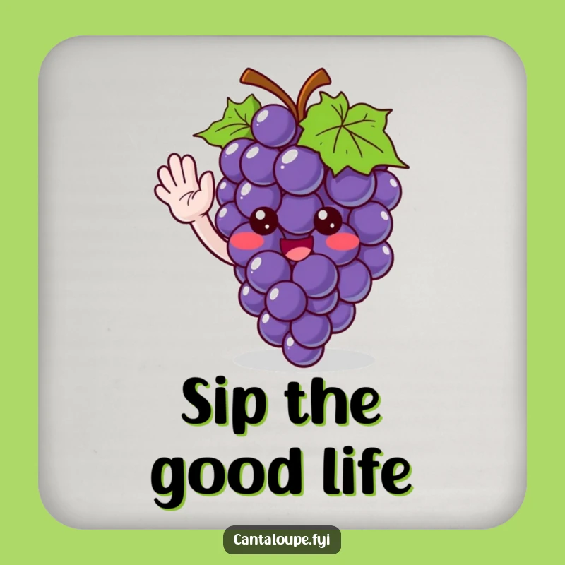 Funny Coaster Set: Grape Bunch Character, Cute Home Decor